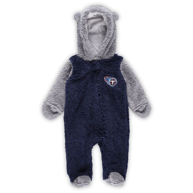 Nouveau-né et bébé Marine/gris Tennessee Titans Game Nap Teddy Fleece Bunting Full-Zip Sleeper