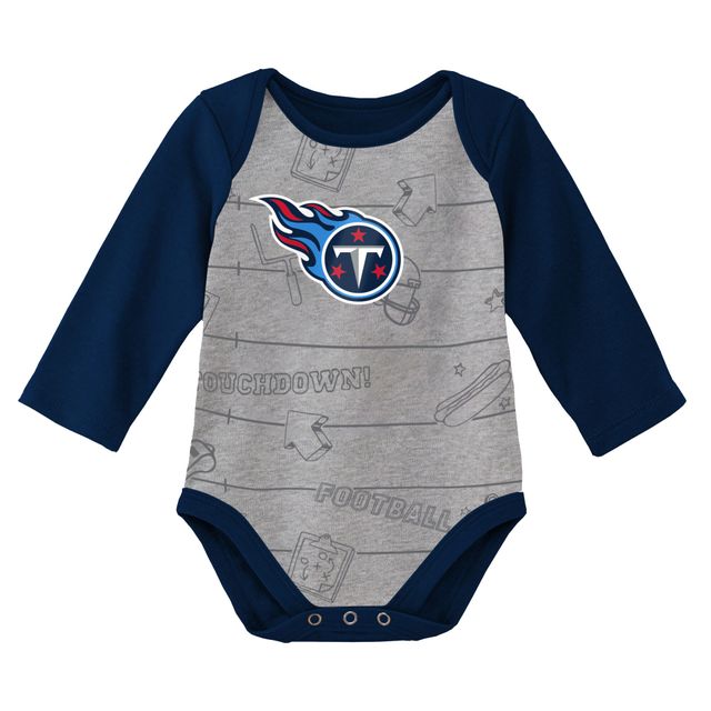 Lot de deux bodys à manches longues pour nouveau-nés et bébés bleu marine/gris chiné Tennessee Titans Born To Win
