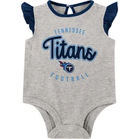 Newborn Heather Gray/Navy Tennessee Titans All Dolled Up Three-Piece Bodysuit, Skirt & Booties Set