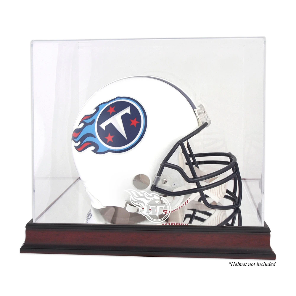 Vitrine de présentation du logo du casque des Titans du Tennessee en acajou avec dos miroir