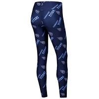 Women's Concepts Sport Navy Tennessee Titans Breakthrough Allover Print Knit Sleep Leggings