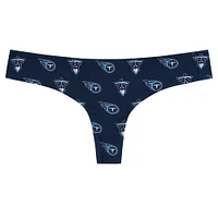 Women's Concepts Sport Navy Tennessee Titans Record Allover Print Knit Thong