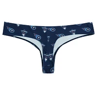 Women's Concepts Sport Navy Tennessee Titans Record Allover Print Knit Thong