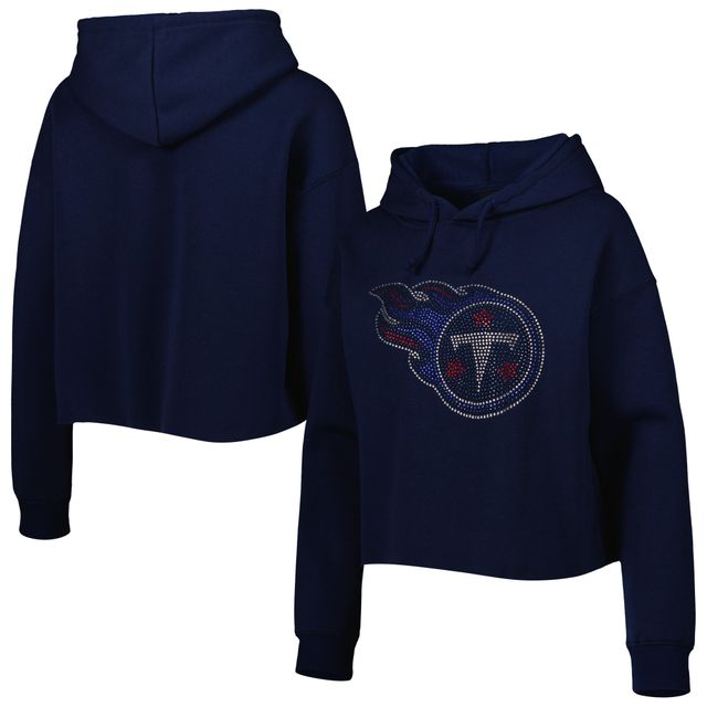 Chandail à capuchon court avec logo en cristal des Titans du Tennessee Cuce pour femme, bleu marine