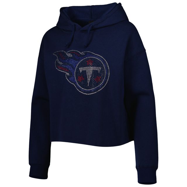 Chandail à capuchon court avec logo en cristal des Titans du Tennessee Cuce pour femme, bleu marine