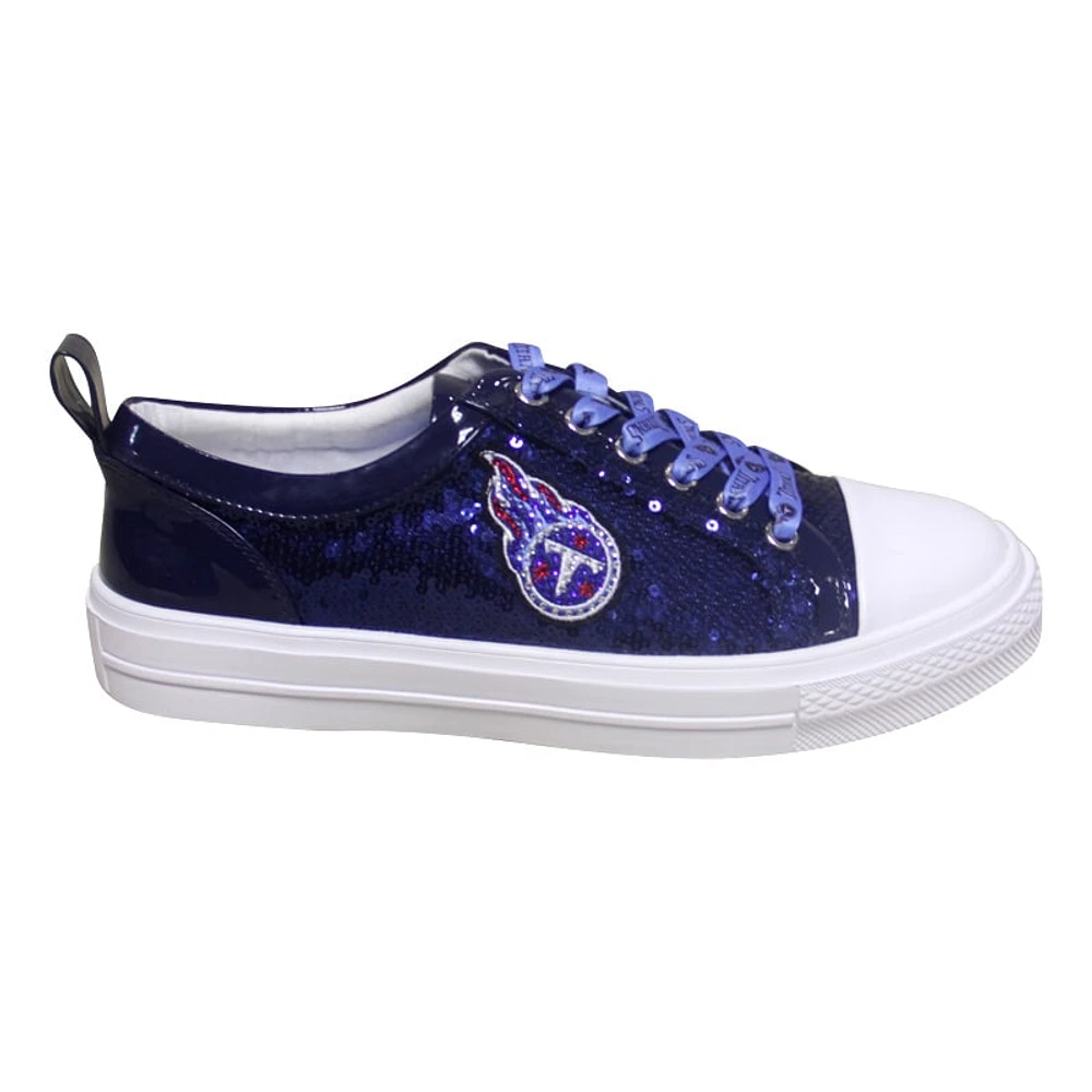 Baskets à paillettes Cuce pour femmes, bleu marine, Tennessee Titans Team