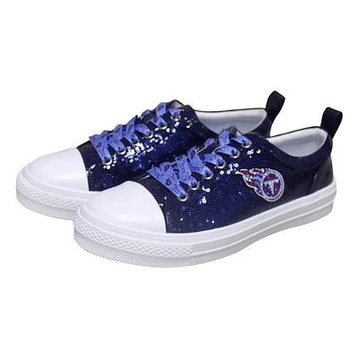 Baskets à paillettes Cuce pour femmes, bleu marine, Tennessee Titans Team