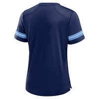 Women's Fanatics Navy Tennessee Titans Play Script Lace-Up T-Shirt