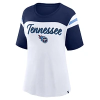 Women's Fanatics White/Navy Tennessee Titans Cheer Chant Fashion Crop Top