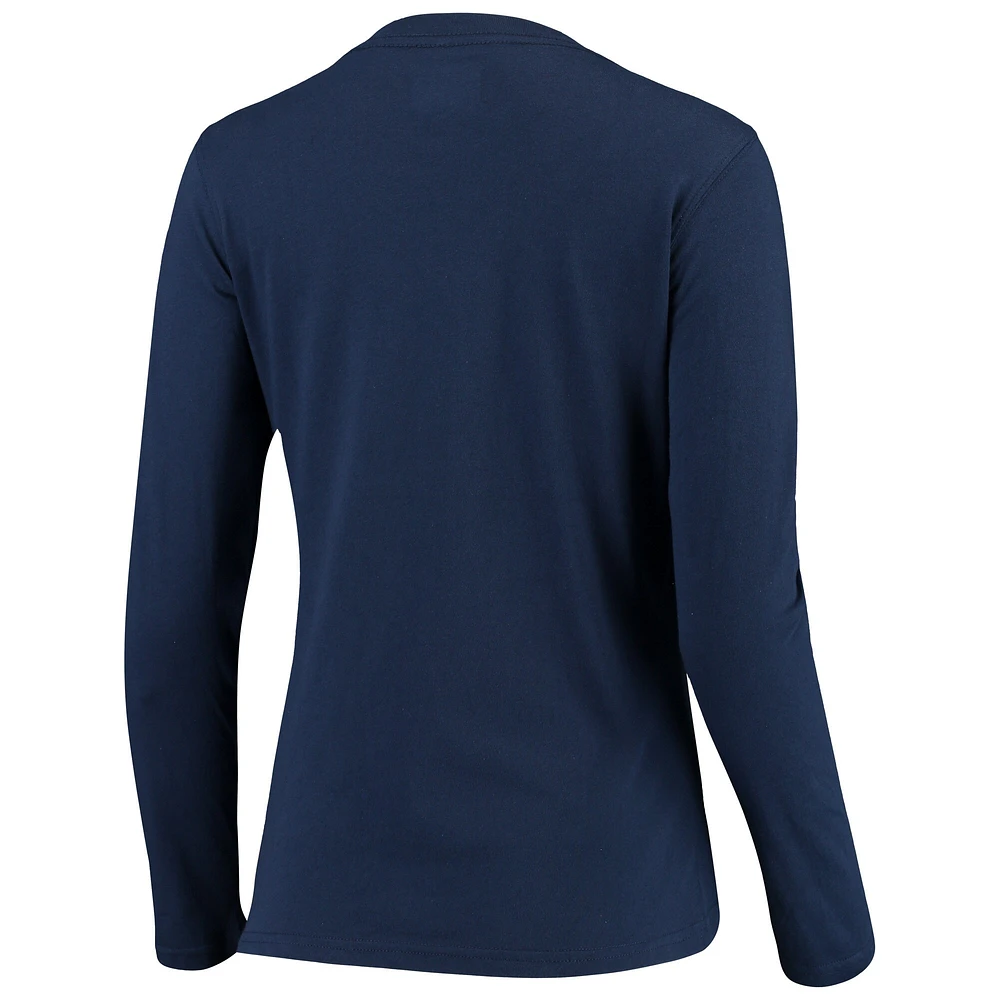 Women's G-III 4Her by Carl Banks Navy Tennessee Titans Post Season Long Sleeve V-Neck T-Shirt