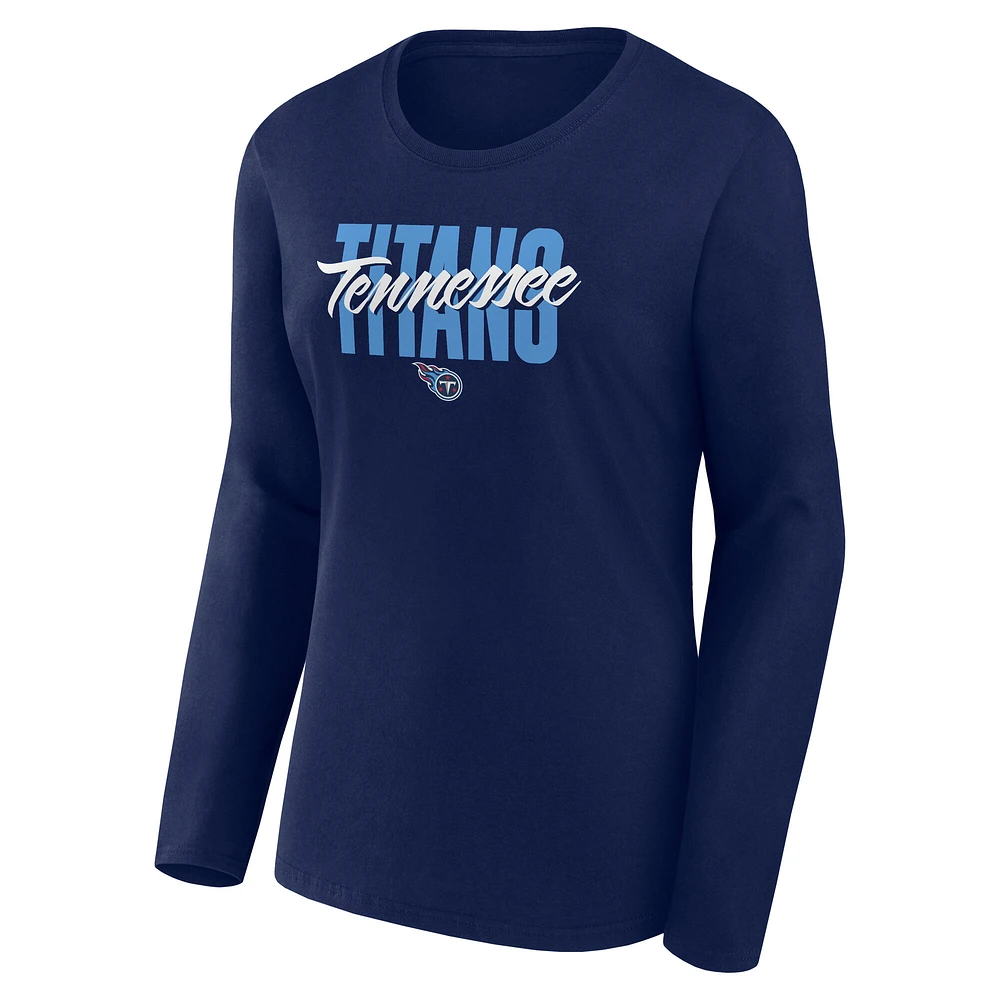 Women's Navy Tennessee Titans Grip Long Sleeve T-Shirt