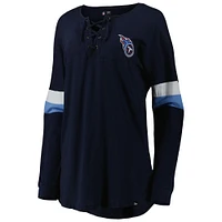 Women's New Era  Navy Tennessee Titans Athletic Varsity Lightweight Lace-Up Long Sleeve T-Shirt