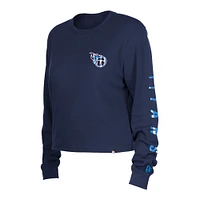Women's New Era  Navy Tennessee Titans Thermal Crop Long Sleeve T-Shirt