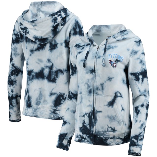 Chandail à capuchon en molleton Tie-Dye Fleece Tennessee Titans bleu marine New Era pour femme