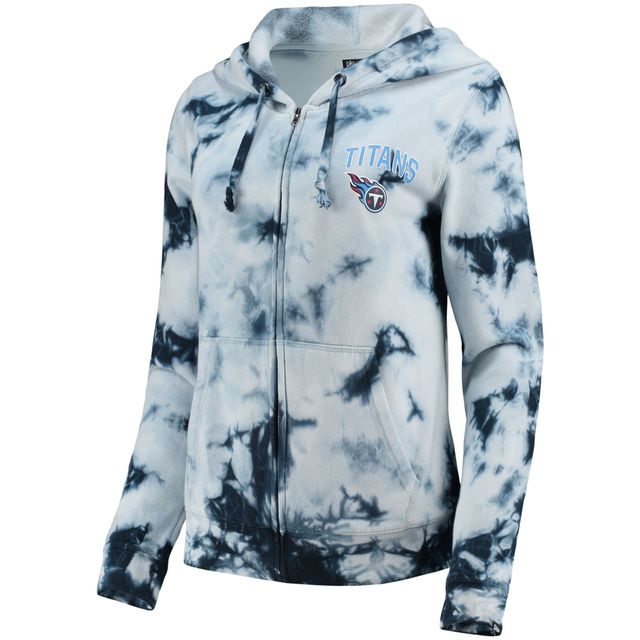 Chandail à capuchon en molleton Tie-Dye Fleece Tennessee Titans bleu marine New Era pour femme