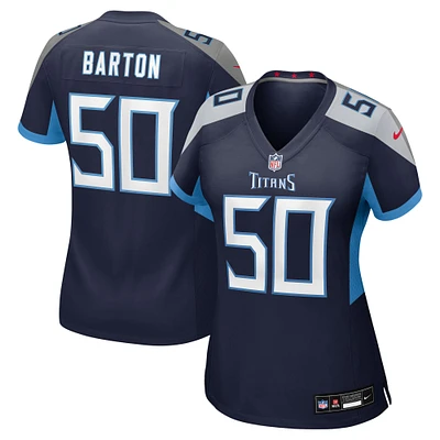 Maillot Nike Cody Barton bleu marine pour femme des Titans du Tennessee