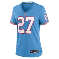 Maillot de jeu pour joueur à la retraite Nike Eddie George Light Blue des Tennessee Titans Oilers femme