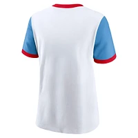Women's Nike White/Light Blue Tennessee Titans Rewind Ringer T-Shirt