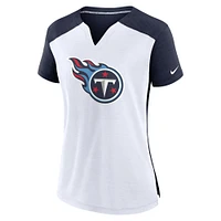 Women's Nike White/Navy Tennessee Titans Impact Exceed Performance Notch Neck T-Shirt