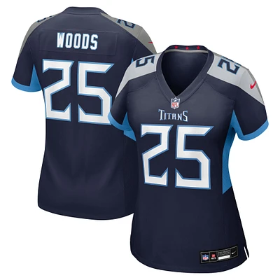 Maillot Nike Xavier Woods bleu marine pour femme des Titans du Tennessee