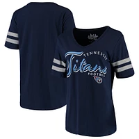 Women's Touch Navy Tennessee Titans Triple Play V-Neck T-Shirt