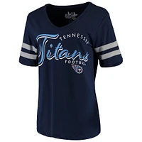 Women's Touch Navy Tennessee Titans Triple Play V-Neck T-Shirt