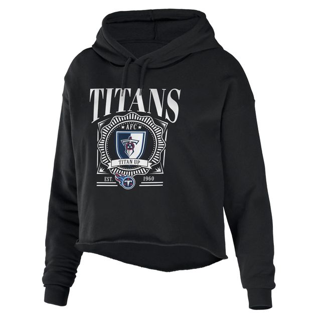 WEAR by Erin Andrews Sweat à capuche court en polaire éponge noire Tennessee Titans pour femme