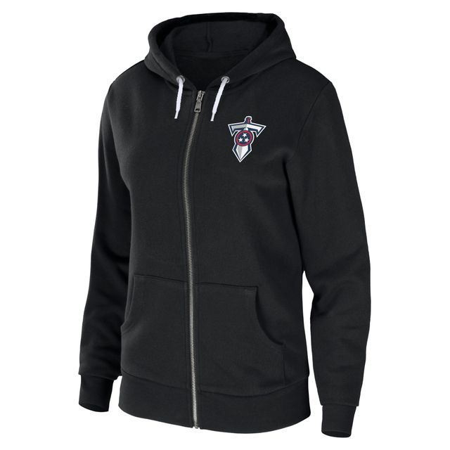 Sweat à capuche WEAR by Erin Andrews noir Tennessee Titans en molleton éponge entièrement zippé pour femme