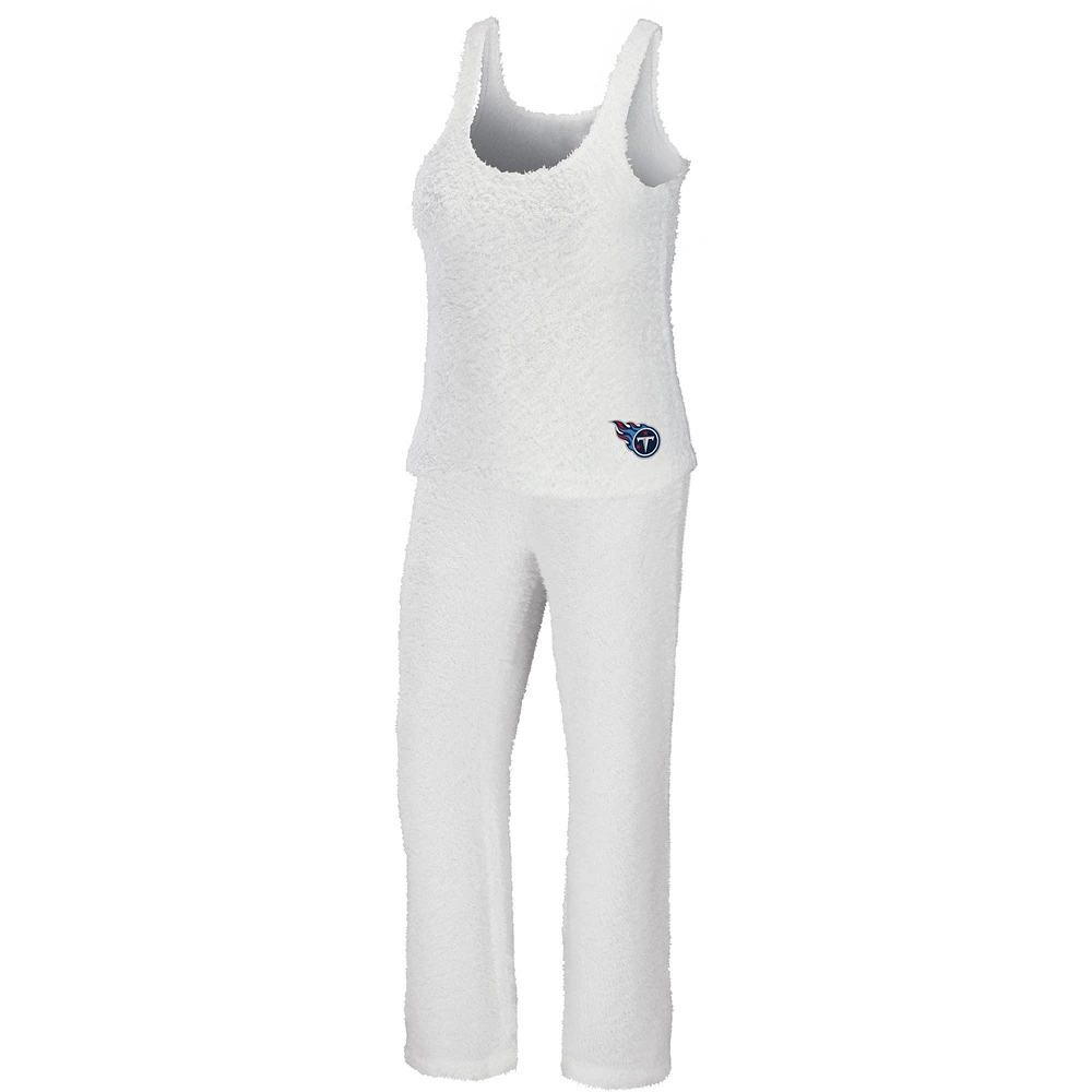 WEAR by Erin Andrews Ensemble de nuit avec débardeur et pantalon confortables à encolure dégagée Tennessee Titans crème pour femmes