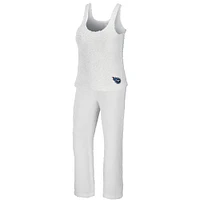 WEAR by Erin Andrews Ensemble de nuit avec débardeur et pantalon confortables à encolure dégagée Tennessee Titans crème pour femmes
