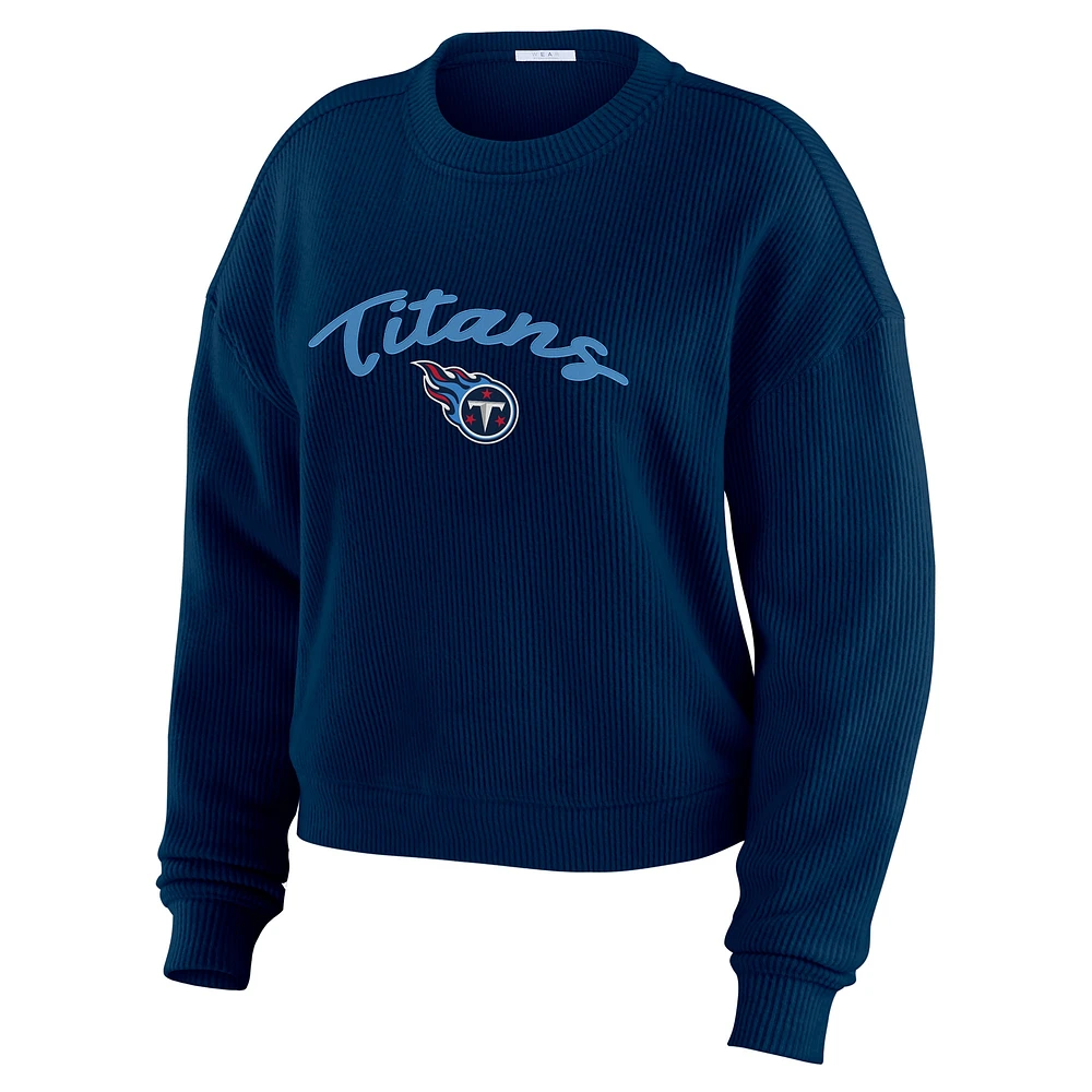 Women's WEAR by Erin Andrews  Cream Tennessee Titans Knitted Tri-Blend Long Sleeve T-Shirt & Pants Lounge Set