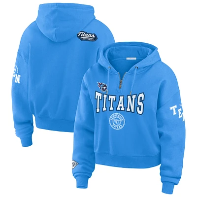 Sweat à capuche zippé bleu clair patch Tennessee Titans pour femme WEAR by Erin Andrews