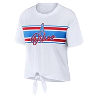T-shirt rétro à nouer devant pour femme WEAR by Erin Andrews, blanc, des Titans du Tennessee