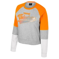 Girls Youth Colosseum Heather Gray Tennessee Volunteers Katinka Rhinestone Pullover Sweatshirt