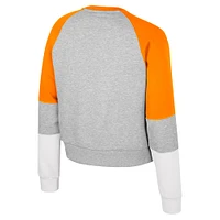 Girls Youth Colosseum Heather Gray Tennessee Volunteers Katinka Rhinestone Pullover Sweatshirt