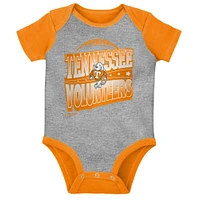 Infant Mitchell & Ness Orange/Heather Gray Tennessee Volunteers 3-Pack Bodysuit, Bib and Bootie Set