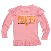 Infant Wes & Willy Pink Tennessee Volunteers Heart Print Ruffle Long Sleeve T-Shirt and Pants Sleep Set