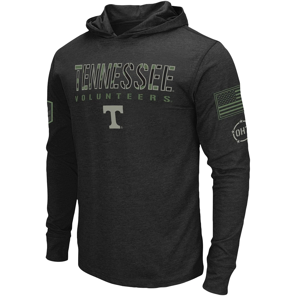 Men's Colosseum Black Tennessee Volunteers Big & Tall OHT Military Appreciation Tango Long Sleeve Hoodie T-Shirt
