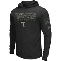 Men's Colosseum Black Tennessee Volunteers Big & Tall OHT Military Appreciation Tango Long Sleeve Hoodie T-Shirt