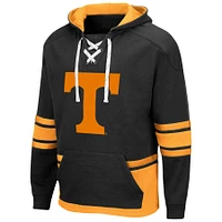 Men's Colosseum Black Tennessee Volunteers Lace Up 3.0 Pullover Hoodie