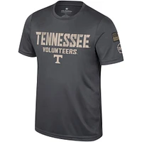 T-shirt d'appréciation militaire Colosseum Charcoal Tennessee Volunteers OHT pour hommes
