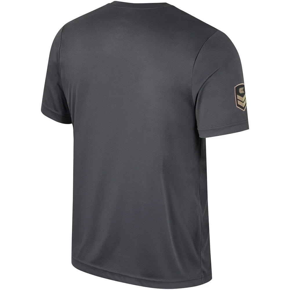 T-shirt d'appréciation militaire Colosseum Charcoal Tennessee Volunteers OHT pour hommes