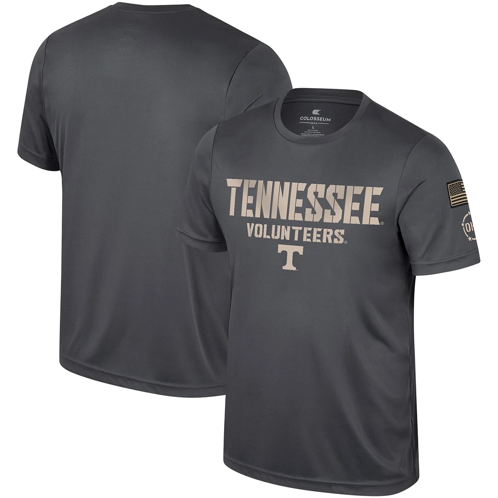 T-shirt d'appréciation militaire Colosseum Charcoal Tennessee Volunteers OHT pour hommes
