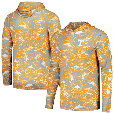 T-shirt à capuche manches longues pour homme Columbia Tennessee Orange Volunteers PFG Terminal Tackle Omni-Shade Rippled