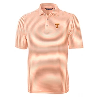 Men's Cutter & Buck Tennessee Orange Volunteers Virtue Eco Pique Stripe Recycled Polo