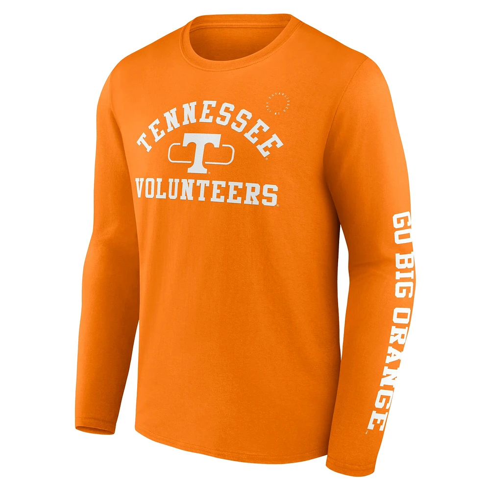 T-shirt à manches longues 2 coups Modern Arch pour hommes Fanatics Tennessee Orange Volunteers