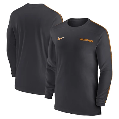 T-shirt à manches longues Nike Anthracite Tennessee Volunteers 2024 Sideline Coach UV Performance pour homme