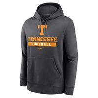Men's Nike Anthracite Tennessee Volunteers Football Stack Club Fleece Pullover Hoodie