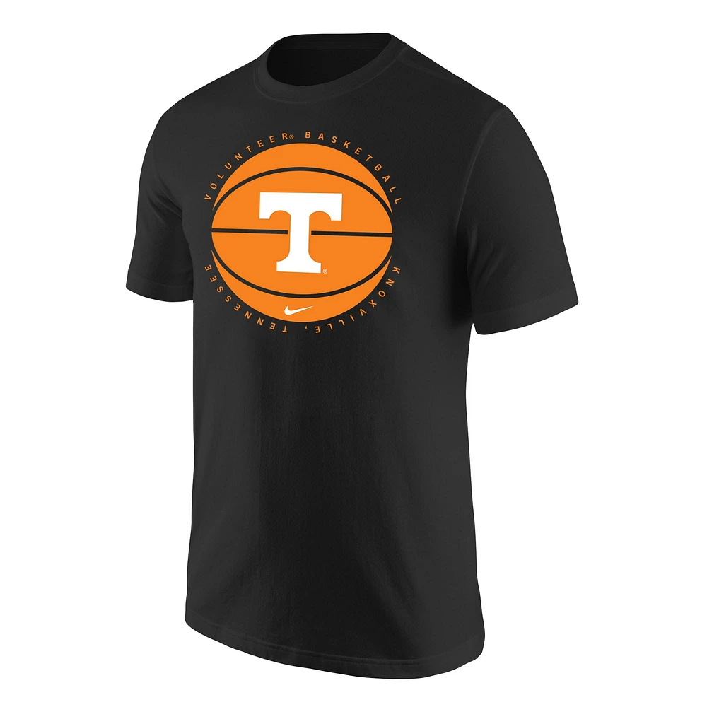T-shirt de basket-ball Nike Tennessee Volunteers pour homme, noir, avec logo
