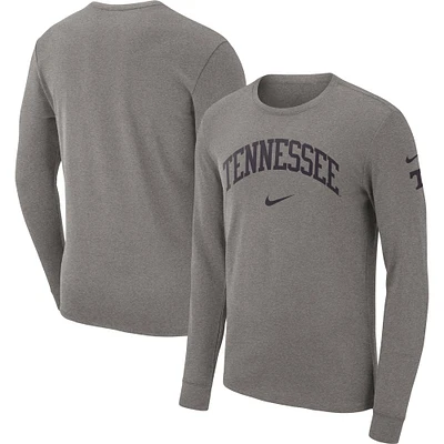 T-shirt à manches longues Nike Tennessee Volunteers Arch 2-Hit pour homme, gris chiné